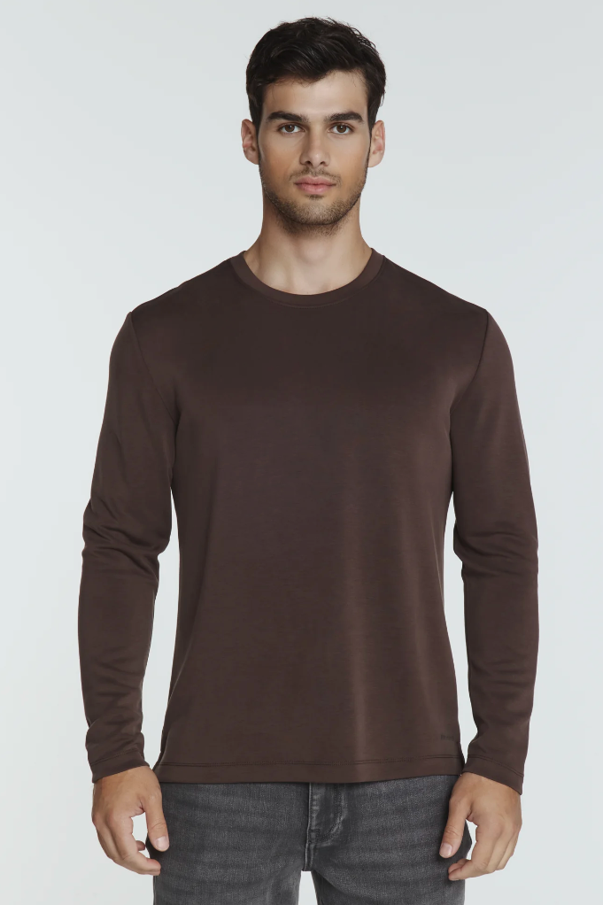 7 Diamonds Rev Long Sleeve Tee-Cacao, a soft, comfortable tee for everyday wear, layering, travel and weekend adventures