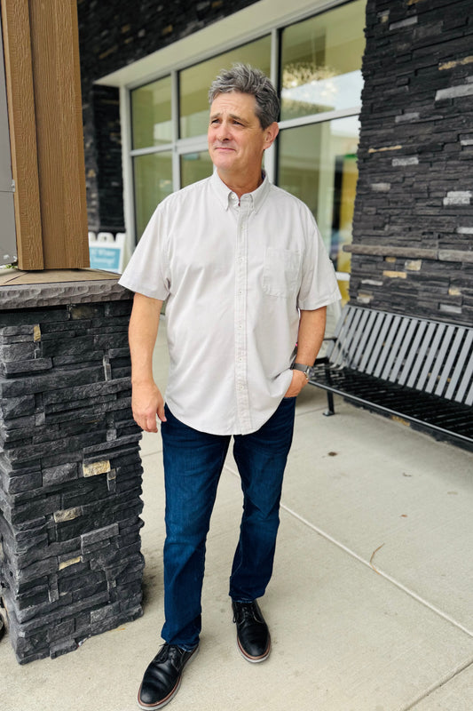 true Grit.Stretch Short Sleeve Shirt.stone