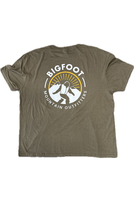 Bigfoot Mountain Outfitters OG t-shirt in Dune, a soft, lightweight everyday tee to rep your favorite Pacific Northwest brand on hikes, road trips, fishing days and weekends around town
