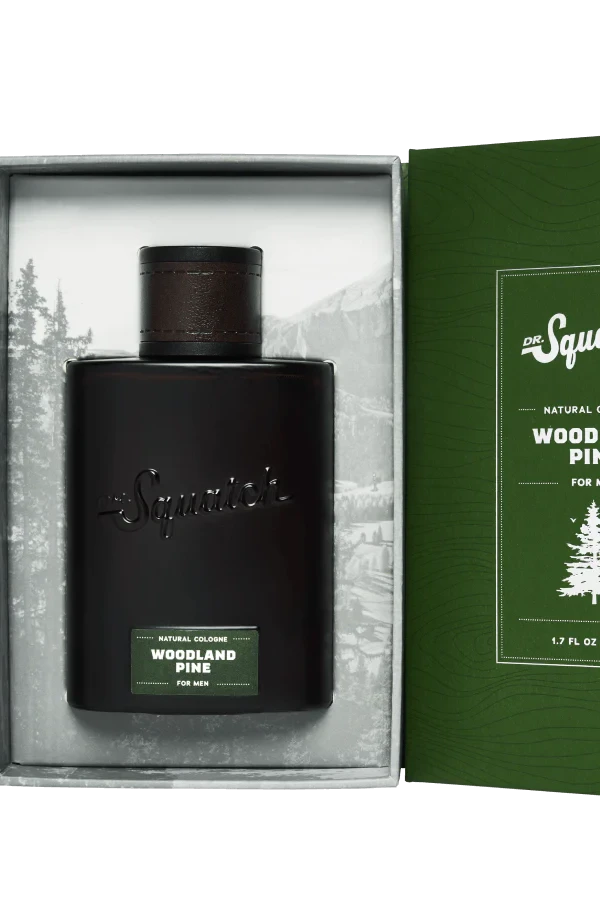 Dr. Squatch Woodland Pine cologne, an outdoorsy blend of cypress and pine for a fresh, natural scent at work, on dates or on weekend adventures, a great gift for him