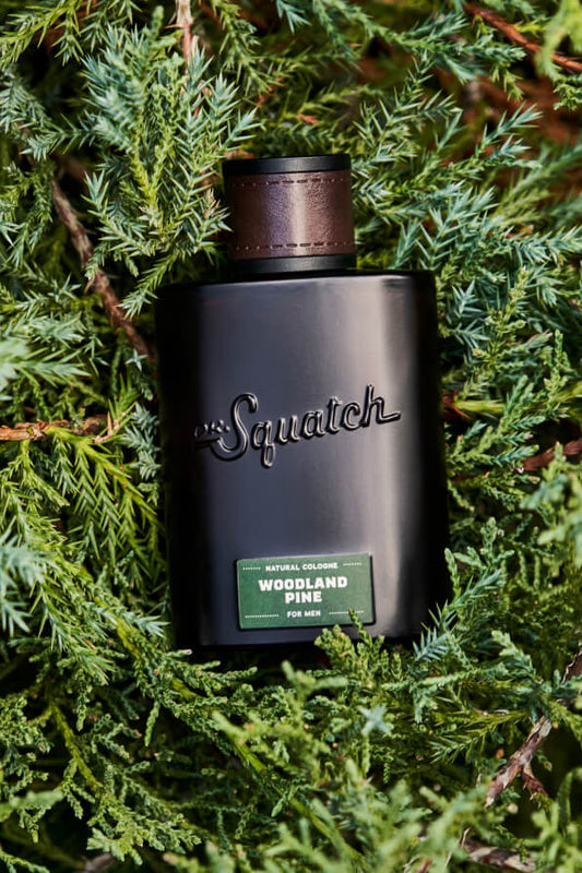 Dr. Squatch Woodland Pine cologne, an outdoorsy blend of cypress and pine for a fresh, natural scent at work, on dates or on weekend adventures, a great gift for him