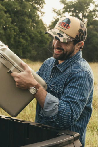 Howler Bros Worldwide hat in Camo, a classic cap for hunting trips, fishing, road trips and everyday wear
