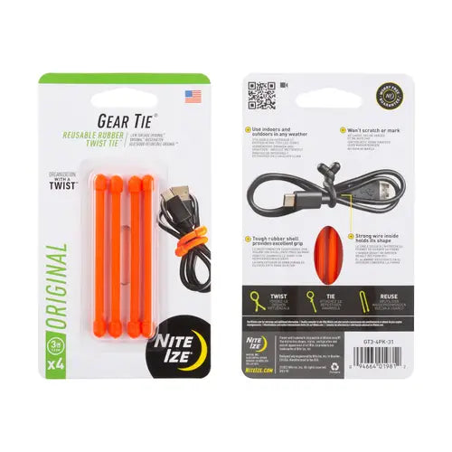 Gear Tie® Original Reusable Rubber Twist Tie™